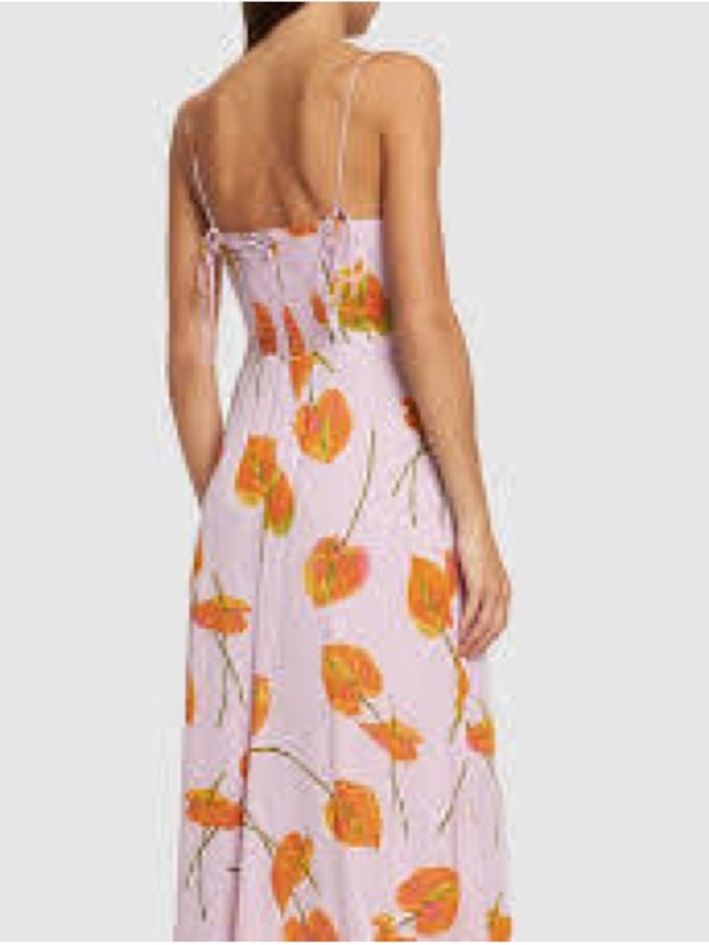 Reformation Juliette Lilac Midi Slip Dress with Orange Floral Print - Picture 2 of 4